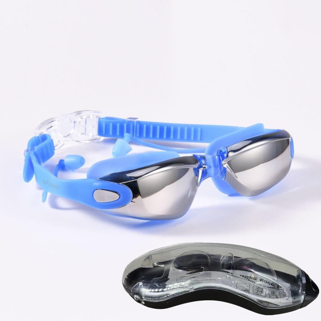 Professionelle Anti-Beschlag-Schwimmbrille für Erwachsene mit Ohrstöpseln Herren Damen Schwimmen Auslaufsicher Verstellbar UV-Schutz Brille