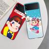 F-Fujiya M-Milky P-Peko C-chan Cartoon Phone Case For Samsung Z Flip 7 6 5G Galaxy Z Flip 5 4 3 Black Hard Cell Cover Luxury PC