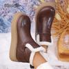 Fashion New Winter Women Snow Boots Warm Female Antiskid Soft Leather Shoes Non-Slip Thermal Plush Ankle Boots Size 35-40 Botas Mujer