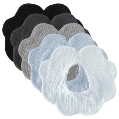 GoUseGo Baby Set of Solid for Girls and Baby Baby Shower Gift Bibs, 360°, 5, 6-Layer Gauze, Large, Petal-Print Bibs, Color, Boys, 100% Cotton,