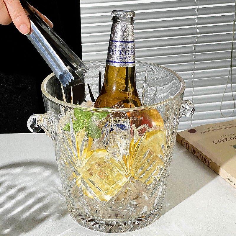 ZISIZ Thickened Glass Portable Ice Bucket