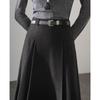 TERRE BLEUE Hepburn Style Pleated A-Line Skirt