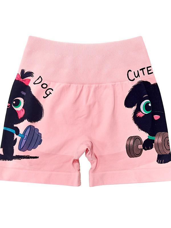 High-Waist Breathable Yoga Shorts - Cute Cartoon Design, No Visible Lines, Three-Quarter Length for Women