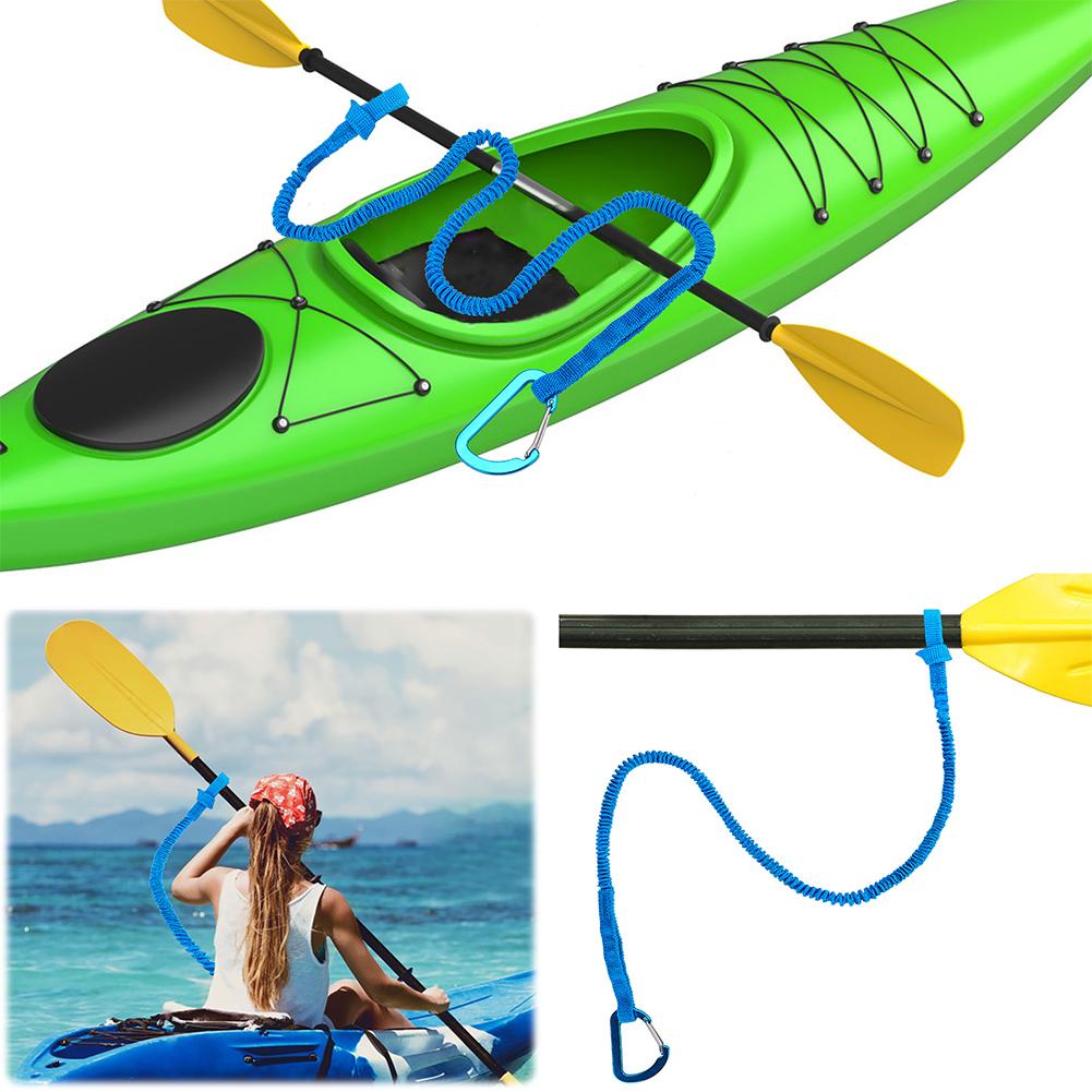 4/2/1pc Adjustable Elastic Kayak Rod Lanyard Canoe Paddle Leash Fishing Rod Leash Safety Rope Carabiner Rowing Boats Accessories