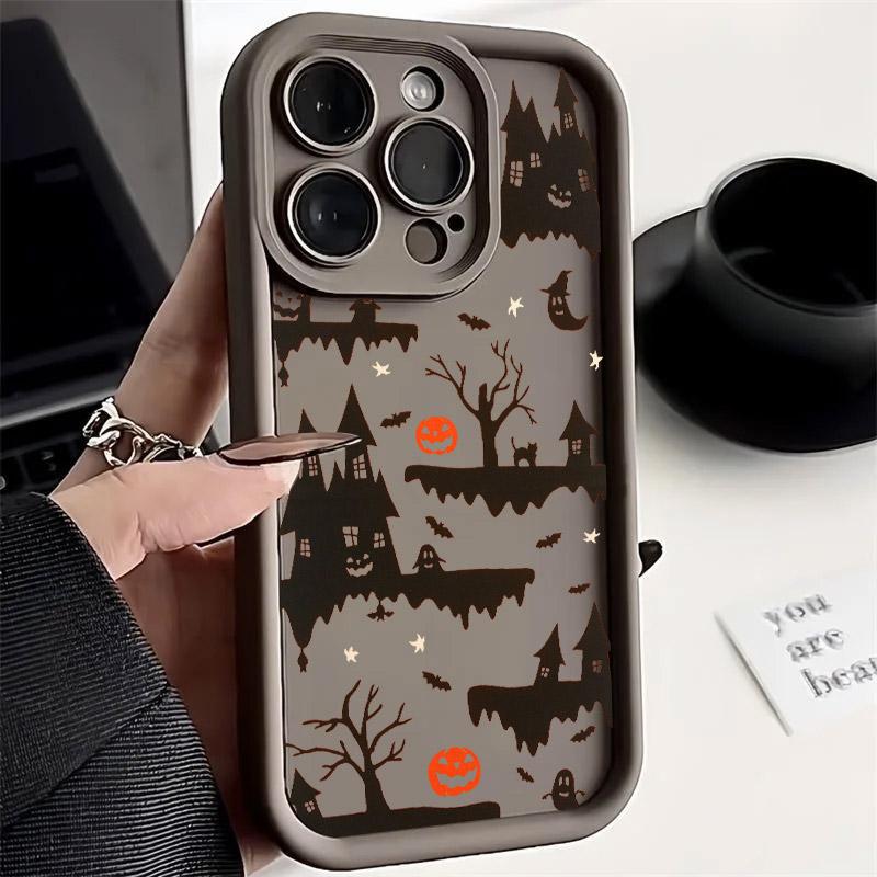 Halloween Castle Moon Soft Silicone Case For iPhone 17 Pro 14 15 Plus 11 12 13 16 Pro Max Coque 16E 17AIR Shockproof Phone Cover