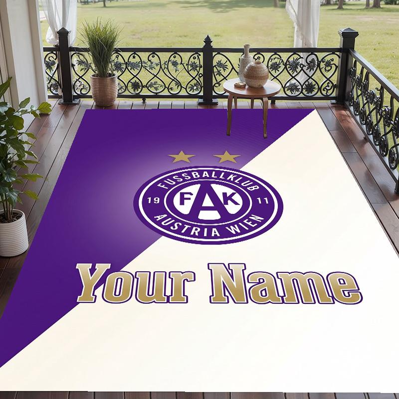 Custom Text Printed Rug Austria Wien FC Non Slip Floor Carpet For Home Room Decor