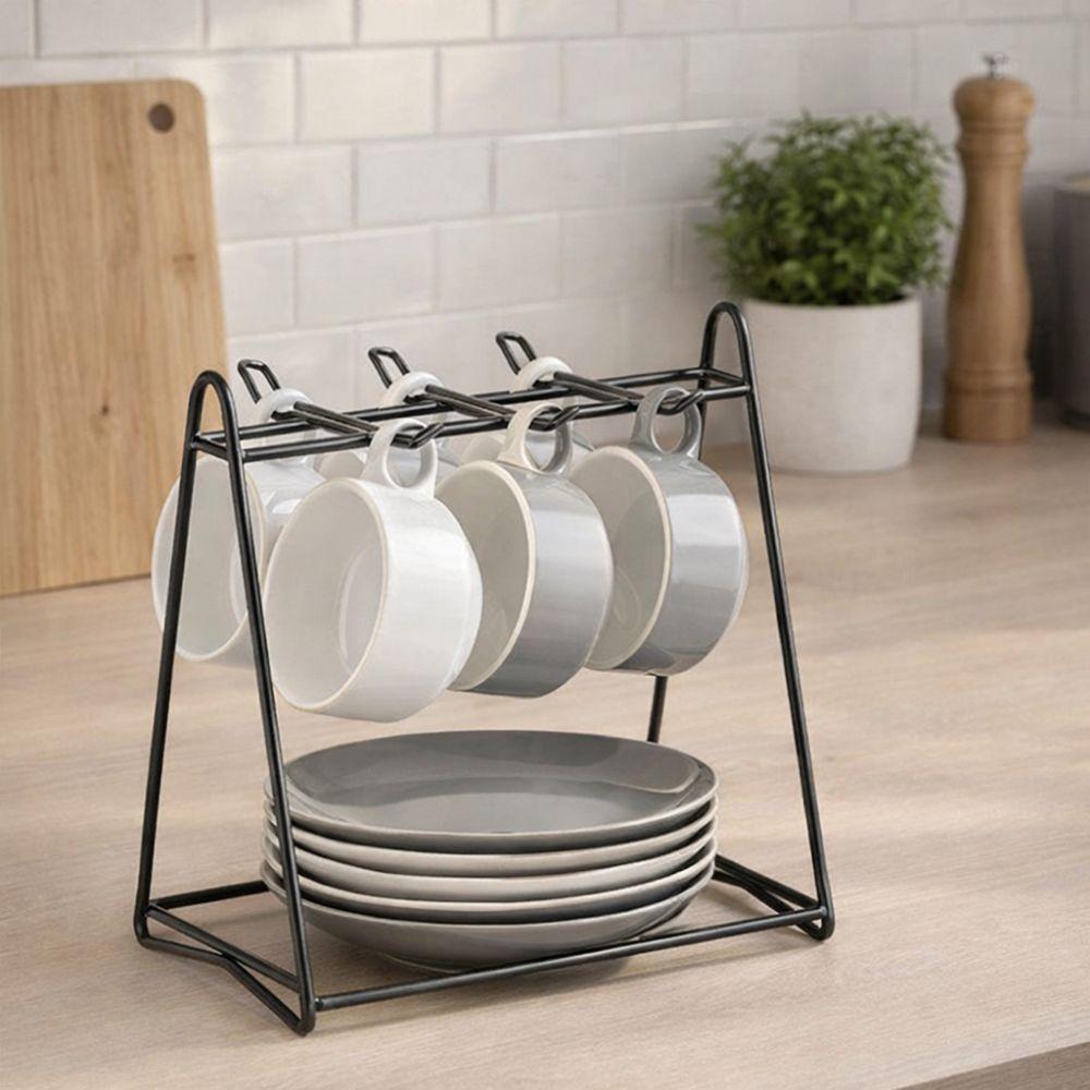 6 Cups Vertical Coffee Cup Rack Iron Cup Plate Rack Sturdy Cup Drying Stand  Coffee Mugs