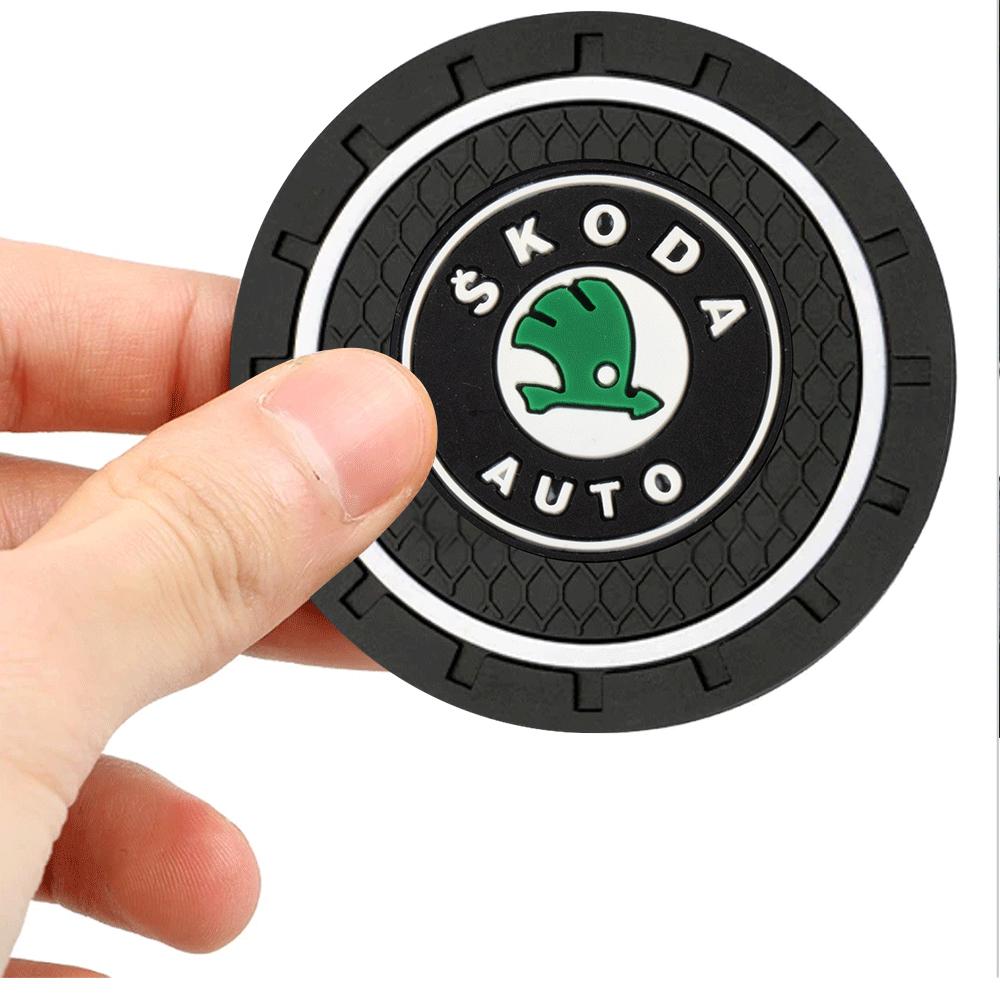 Car Coaster Water Cup Mat Non-Slip Pad Accessories For Skoda Rapid Scala Kodiaq Fabia Kamiq Karoq Octavia 2 3 A5 A7 VRS