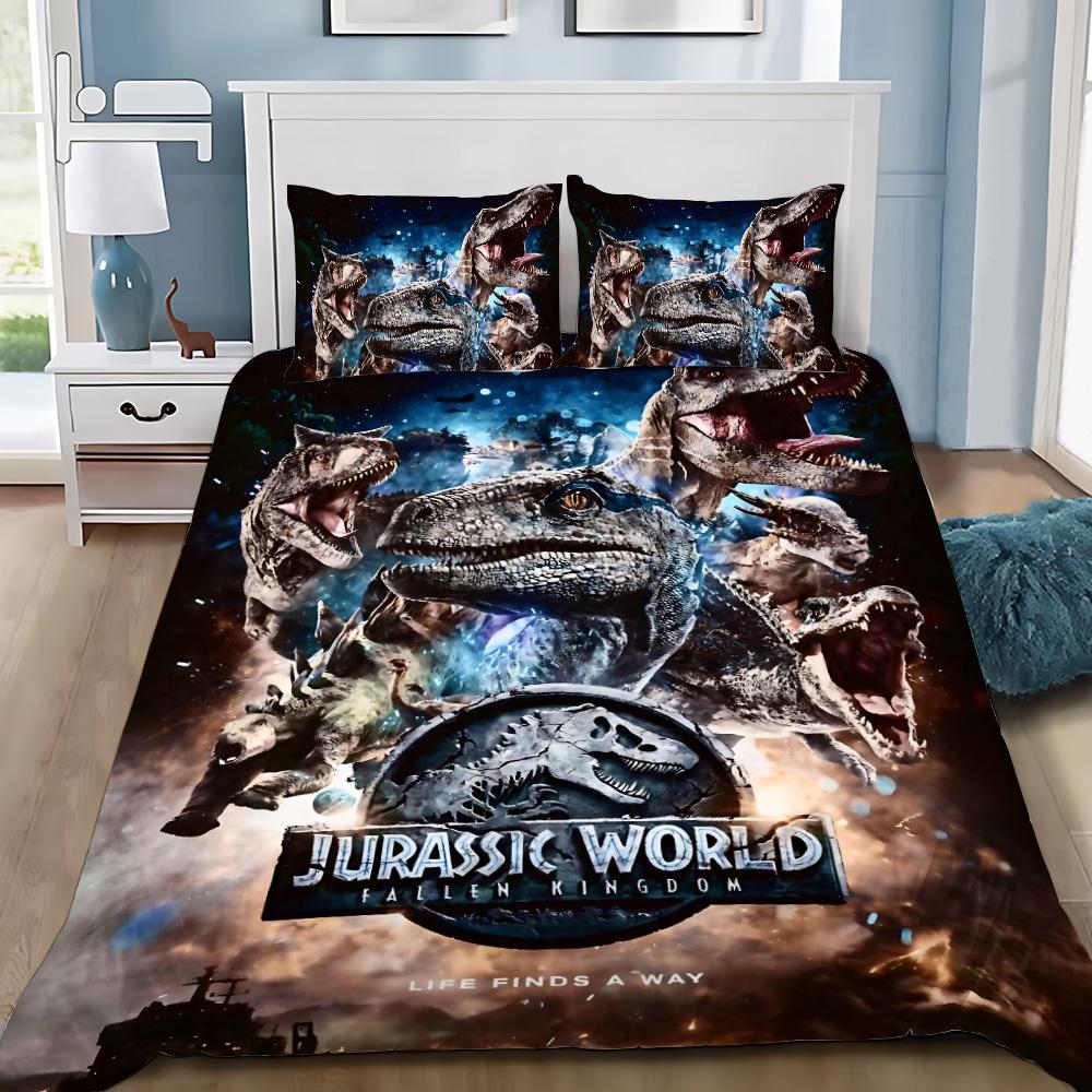 Heet J-Jurassic Dinosaurus Park Wereld Dekbedovertrek Kussensloop Dinosaurus Beddengoed Set Volwassen Jongen Meisje Slaapkamer Decoratie Enkel Dubbel