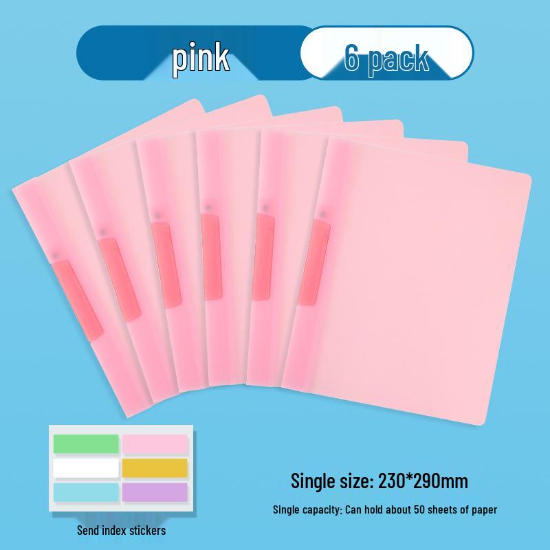 6-Pack Side-Opening Clip-Type Waterproof Transparent Document Folders
