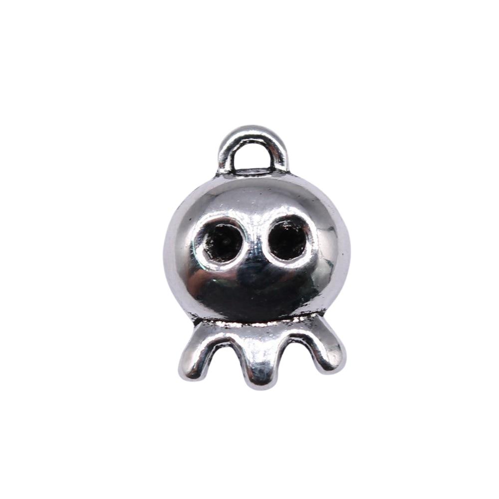 

20шт Хэллоуин Призрак Подвески Подвески Античное Серебро Цвет Цинковый Сплав 14X10мм
