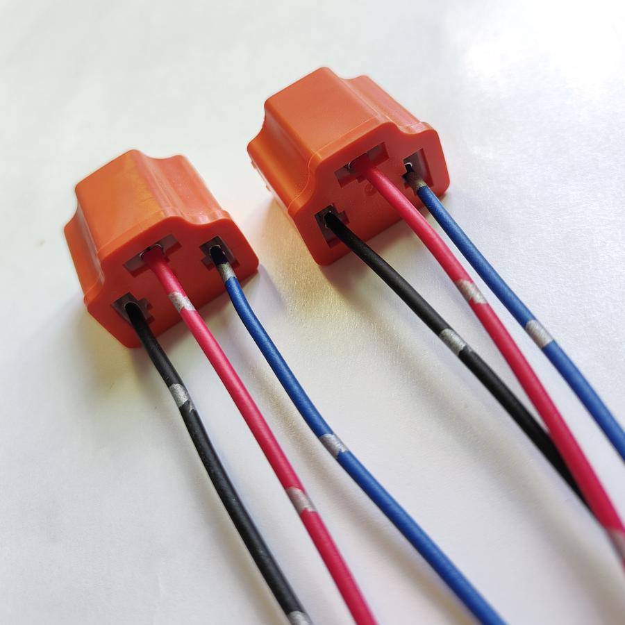 4Pcs High Quality Ceramic H4 Socket Connector Base Female Plug Adapter Copper Wires For Car HB2 9003 Headlights Bulbs