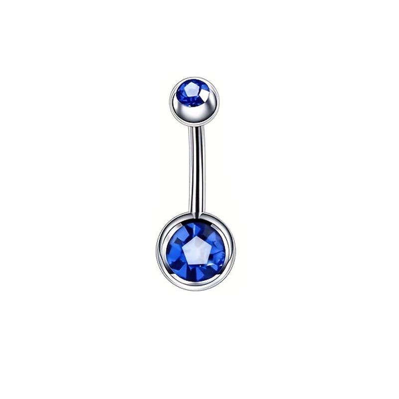 14G Blue Series Stainless Steel Belly Button Ring - Simple, Fashionable, Sexy, Japanese & Korean Style