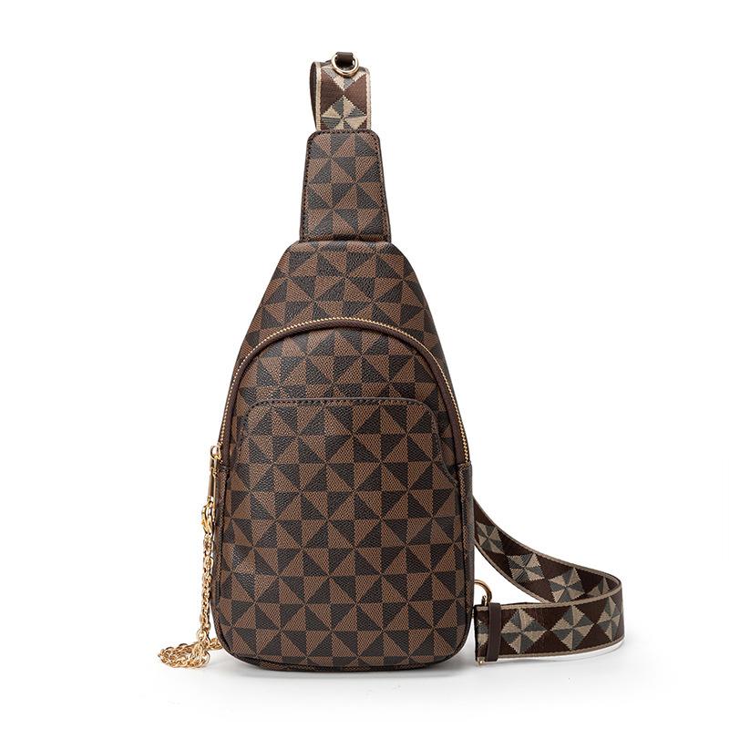 Textured Printed Women's Small Breast Bag One Shoulder Crossbody Simple and Fashionable Casual Motorcycle Bag for Women