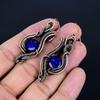 Blue Sapphire Earrings, Gemstone Handmade 999 Copper Wire Wrap Jewelry Earrings, For Memorial Gift