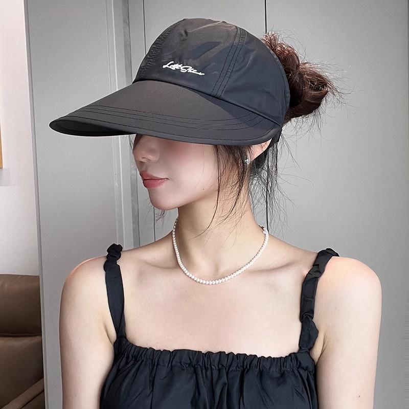 New Arrival Enlarged Brim Sun Hat for Women Outdoor Sun Protection Hat Quick-drying Peaked Cap Empty Top Sun Hat Can Be Tied Into A Ponytail