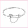 925 Sterling Silver Bracelet Star Moon Blue Eyes Zircon Heart Safety Chain Bracelets Snake Bone Chain Fit DIY Charms Jewelry