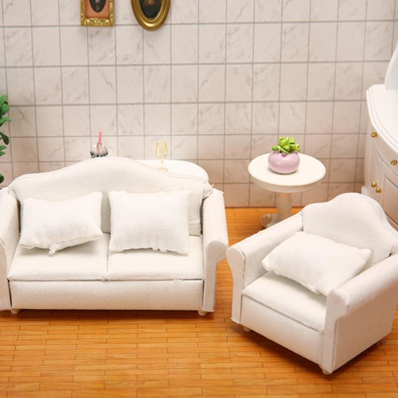 1:12 Miniature Sofa Model Figurine For Doll House With Wooden Frame And Soft Fabric Cover For Realistic Scene Decoration