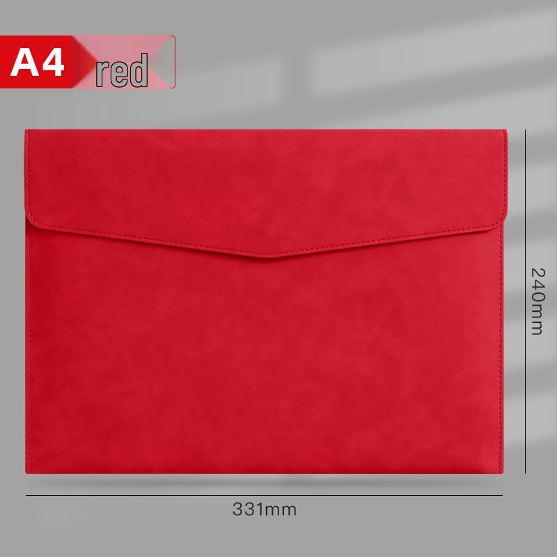 A4 PU Leather Zipper Pouch: Business Office File Bag & Stationery Folder