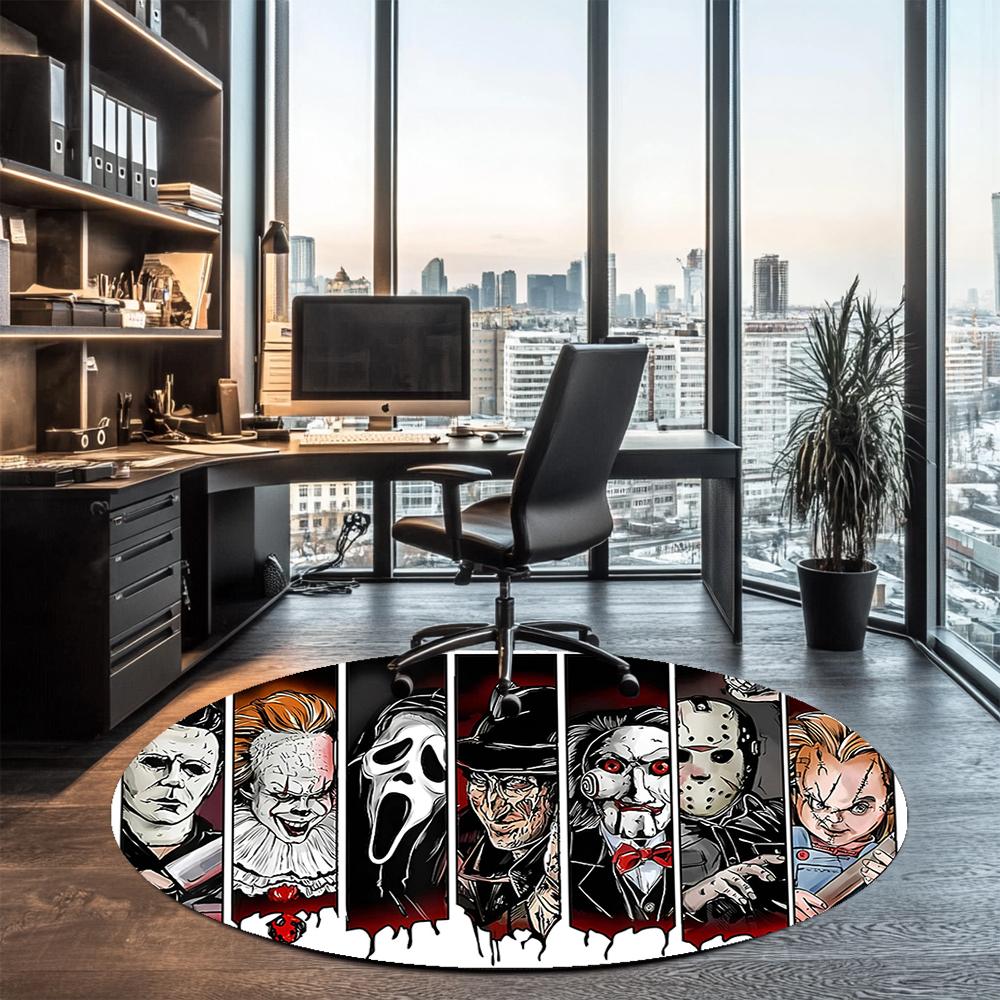 Halloween horror Printed Round Rug Carpet Chair Rug Area Rug Entryway Doormats,for Office Chair Living Room Bedroom Kitchen Room.