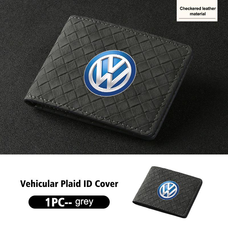 VFHJQ1 Suede Car ID Cover Vehicular Plaid Card Protector Wallet For Volkswagen VW Golf 4 5 6 7 Polo Jetta Sagitar Magotan Passat B5 B6