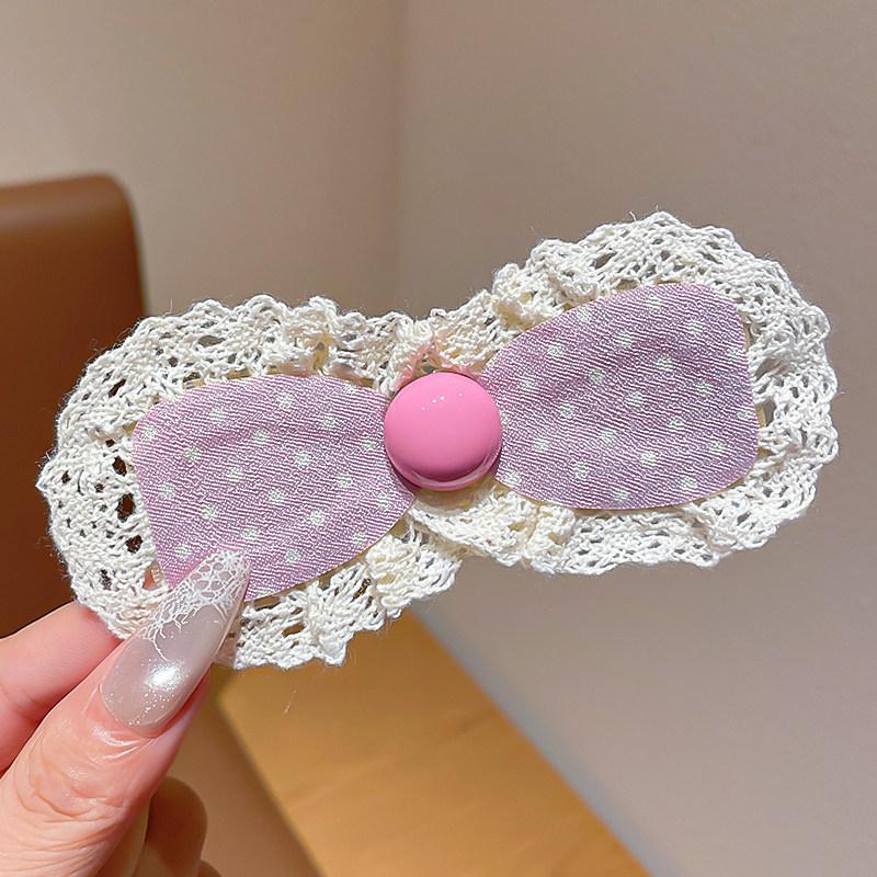 1Pcs Girls Lolita Floral Bow Baby Bangs Sticker Kid Hair Accessories Korean Lace Velcro Hair Clippings Sorting Broken Hair Clips