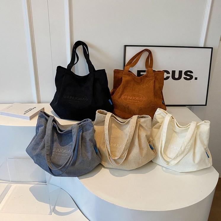 Herbst- und Winter-Cordtasche Damenmode literarische Samt-Tragetasche, lässige großvolumige Lazy-Wind-Umhängetasche