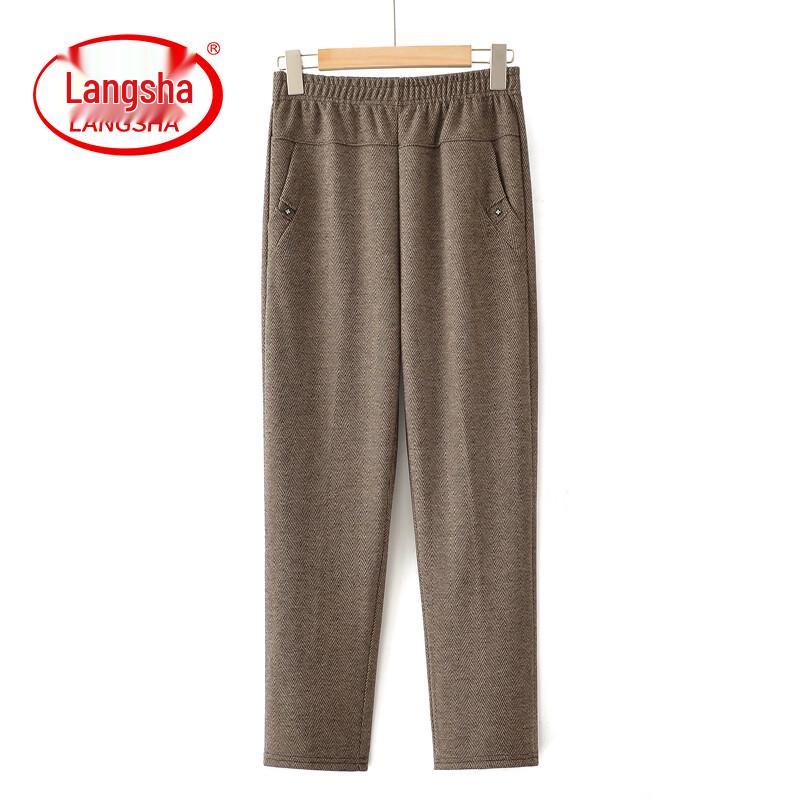 

LangSha Women s Plus Velvet High-Waist Straight-Leg Trousers 3XL