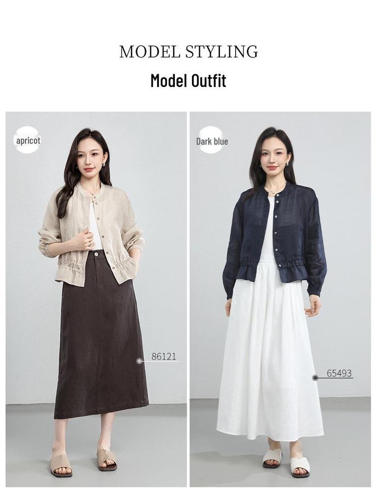 Yi Fei Women's 2026 Summer Ramie Shirt Jacket: Casual, Versatile, Slimming Long Sleeve Top, Breathable Fabric
