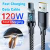 Кабель USB C до USB C 6A Цифровий дисплей PD 120 Вт Швидка зарядка Кабель для передачі даних USB A до Type C для Xiaomi Samsung Huawei