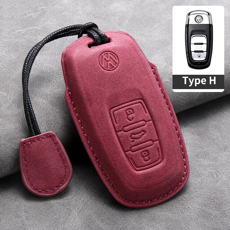 Suede Leather Car Key Case Cover Holder Shell Fob For VW Tiguan Touran Caddy Beetle Jetta Eos Golf Polo Hella Auto Accessories