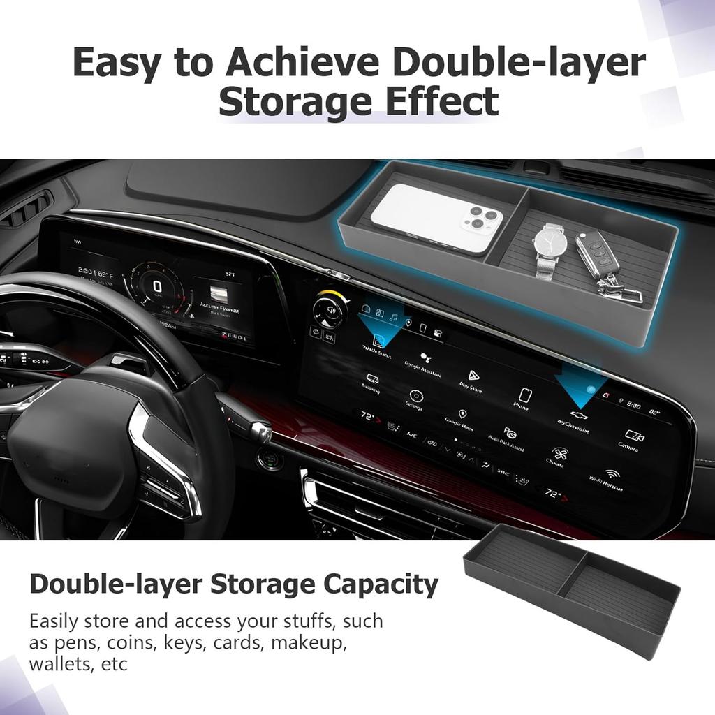 LUWU 2025 2026 Traverse Dashboard Storage Tray Compatible With 2024 2025 2026 Chevrolet Traverse Accessories Behind Screen Organizer 2025 2026
