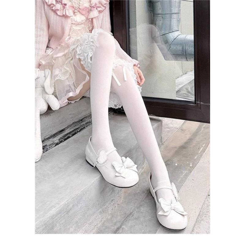 Three-layer Lace Over-the-knee Socks For Girls, Slim Calf Socks, Milky White Lolita Japanese Style Bow Stockings