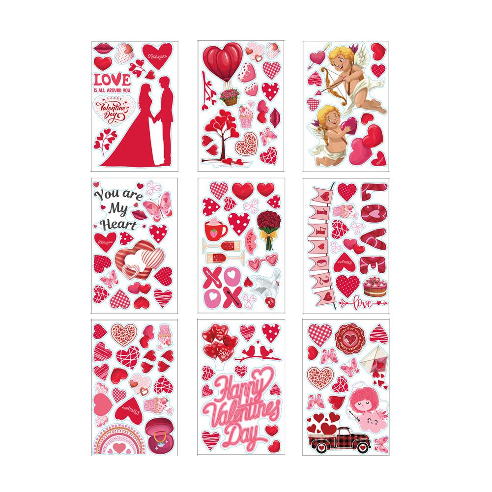 

9 Sheets Valentines Decals Window Stickers Clings For Valentines Party Decorations Wedding Anniversary 20*30cm