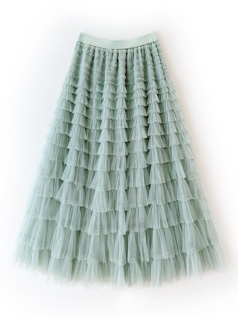 Korean Style Long Mesh Skirt Dress for Birthday, Holiday, Party, Dance - Mid-Length Socialite Swing Cake Skirt