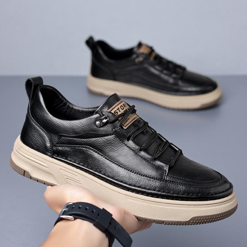 Fashion British Style Men Casual Leather Shoes Fashion Trend Outdoor Antiskid Oxford Shoe Leisure Flat Designer Antiskid Vulcanized Shoe
