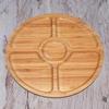 Bamboo Fruit Tray Round Five Compartment Fruit Plate for Snacks Fruits Nuts Wooden Plate with Dividers
