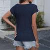 Women's Short-sleeved Tops Summer Tops Women's Clothing Ruffled-collar Tops Casual and Fashionable Plain-coloured Short-sleeved Tops