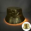 Adult LED Light-Up Flat Top Sun Hat Unisex Logo Embroidery Bucket Cap Solid Color Promotional Gift