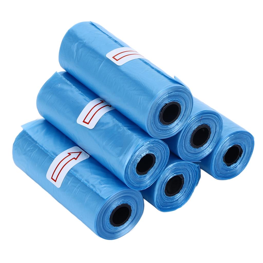 6 Rolls Pet ნარჩენების ჩანთები გაჟონვის საწინააღმდეგო სქელი და ძლიერი პორტატული ძაღლების ნაგავი ჩანთები ძაღლები კატები შინაური ცხოველები