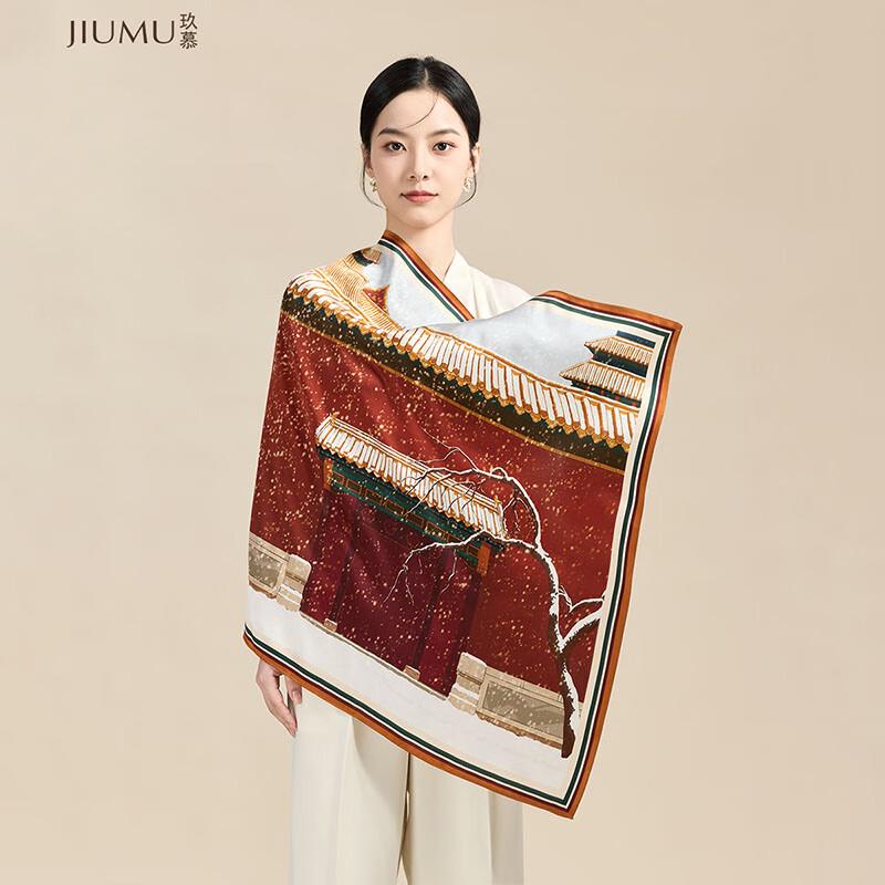 JIUMU Chinese Style Mulberry Silk Square Scarf