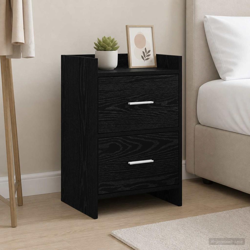 Nightstands Black Oak 40 x 30 x 60 cm Engineered Wood