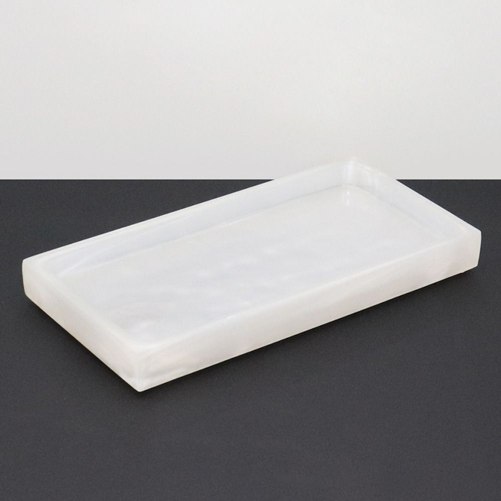 Luxury Marble Patterned Bathroom Counter Tray Resin Rectangular Soap Dispenser Tray Kitchen Countertop Organizer