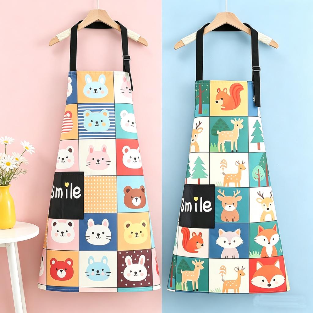 Oil-proof Waterproof Cartoon Kitchen Apron for Women - Wear-resistant Waist Apron for Cooking, Catering, and Restaurants