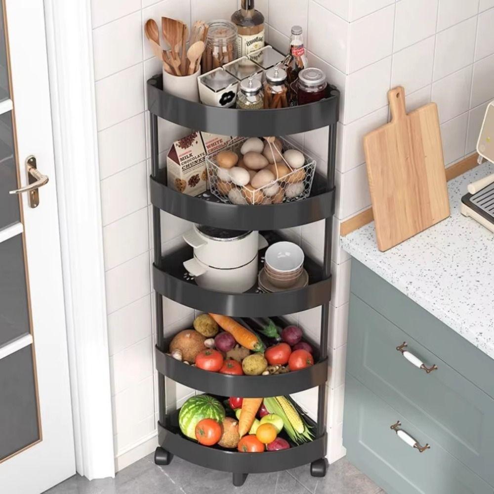 Large Capacity Corner Storage Rack Multi-Tier Rolling Cart Storage Rack Gap Storage Shelf Bathroom