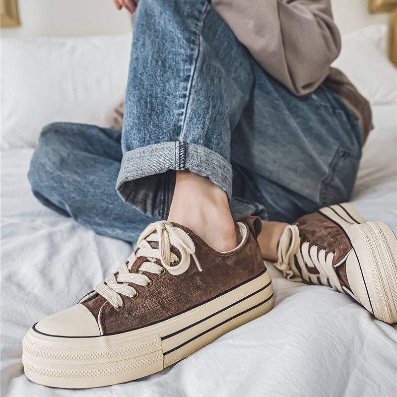 Maillard Women's Shoes Trendy Shoes Autumn New Canvas Shoes Heightened Platform Versatile Student Board Shoes Couple Casual Shoes Men