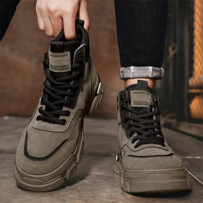 Fashion Boots Men Outdoor High Top Shoes Sneakers Men Ankle Motorcycle Boots For Men Classic Platform Sneakers Male