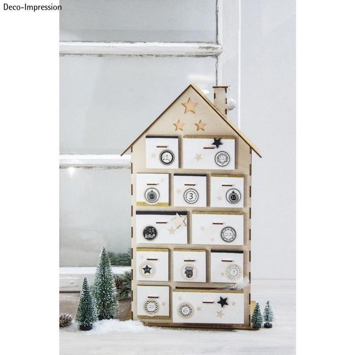 Calendrier de l'avent maison à construire 25,5 x 17,5 cm