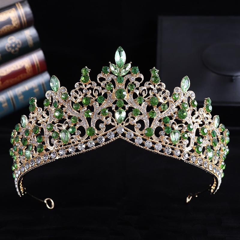 DIEZI Baroque Luxury Water Drop AB Pink Sky Blue Crystal Tiara Crown Women Party Jewelry Sets Bridal Crown Wedding Hair Jewelry