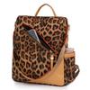 Women's Soft Leather Anti-Theft Backpack Multi-Purpose Leopard Print Shoulder Bag